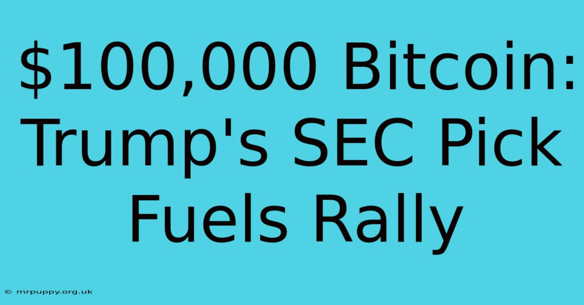 $100,000 Bitcoin: Trump's SEC Pick Fuels Rally