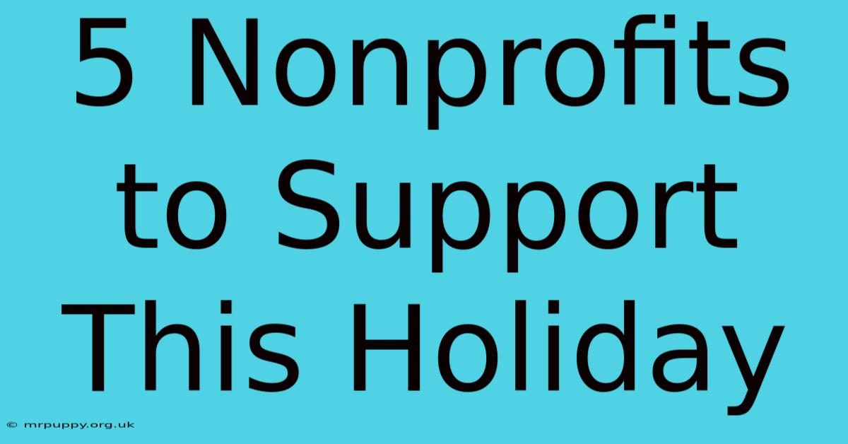 5 Nonprofits To Support This Holiday