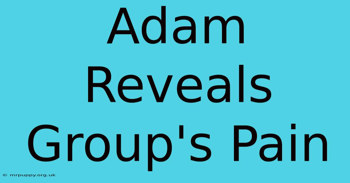 Adam Reveals Group's Pain