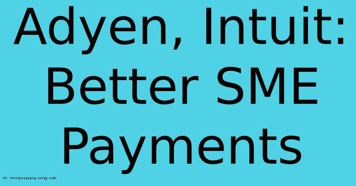 Adyen, Intuit: Better SME Payments