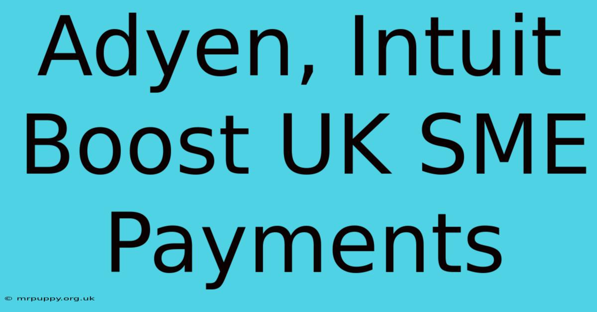 Adyen, Intuit Boost UK SME Payments