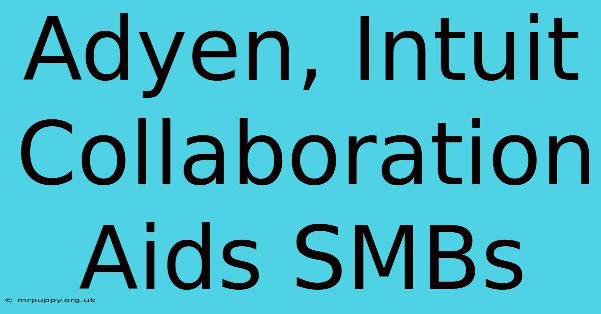 Adyen, Intuit Collaboration Aids SMBs