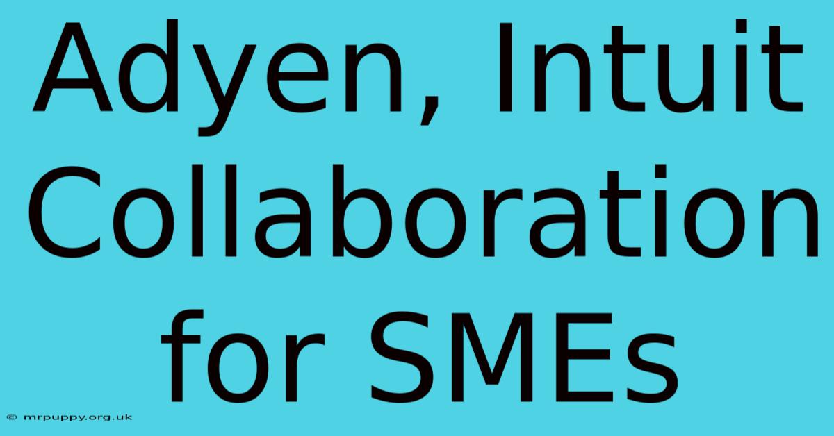 Adyen, Intuit Collaboration For SMEs