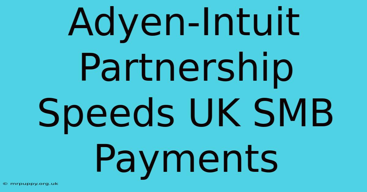 Adyen-Intuit Partnership Speeds UK SMB Payments