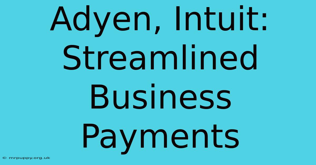 Adyen, Intuit: Streamlined Business Payments