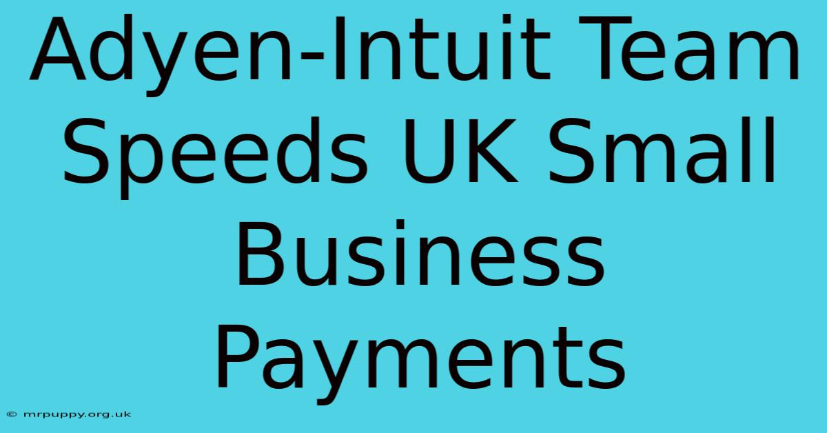 Adyen-Intuit Team Speeds UK Small Business Payments