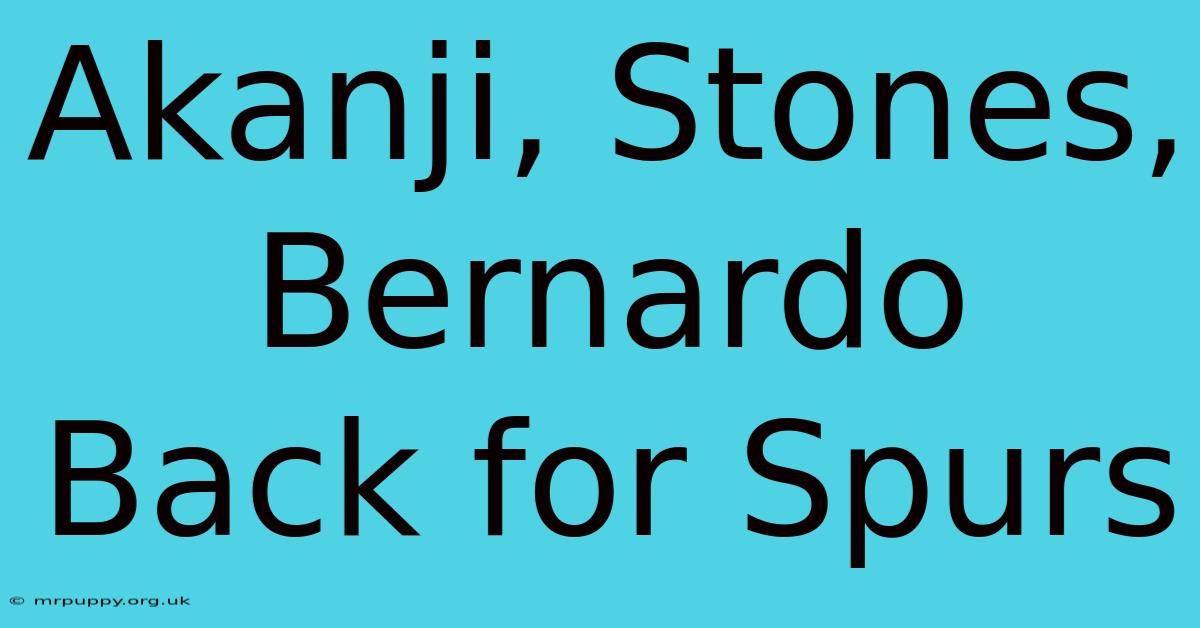 Akanji, Stones, Bernardo Back For Spurs