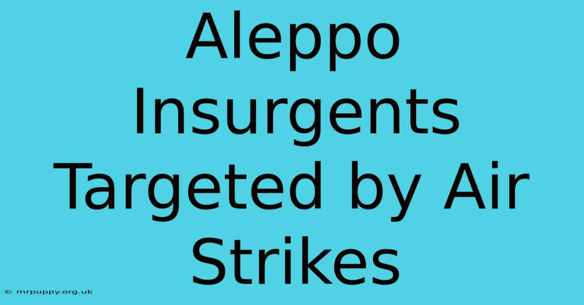 Aleppo Insurgents Targeted By Air Strikes