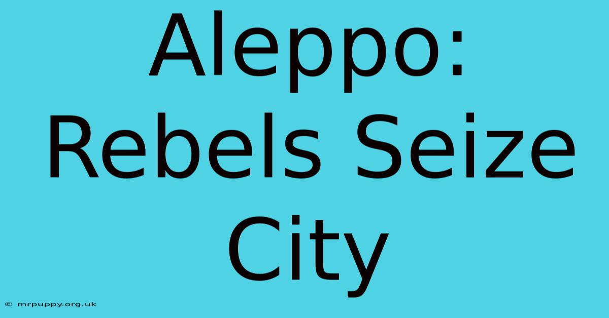 Aleppo: Rebels Seize City