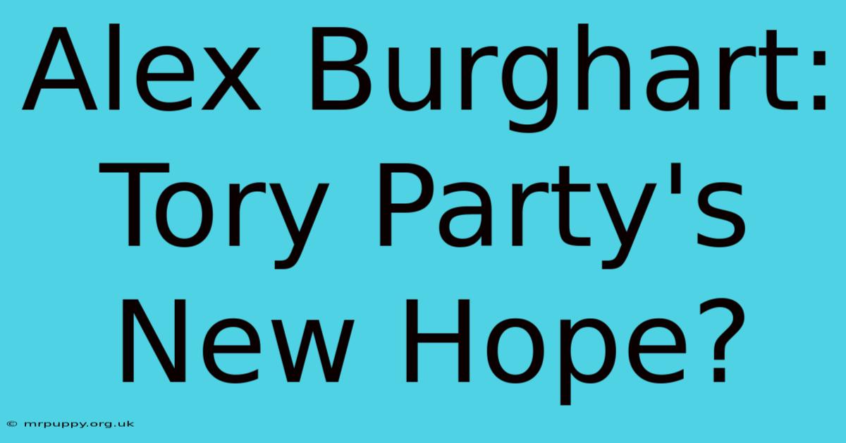 Alex Burghart: Tory Party's New Hope?