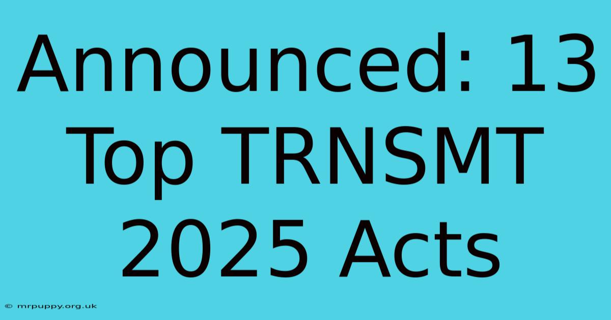 Announced: 13 Top TRNSMT 2025 Acts