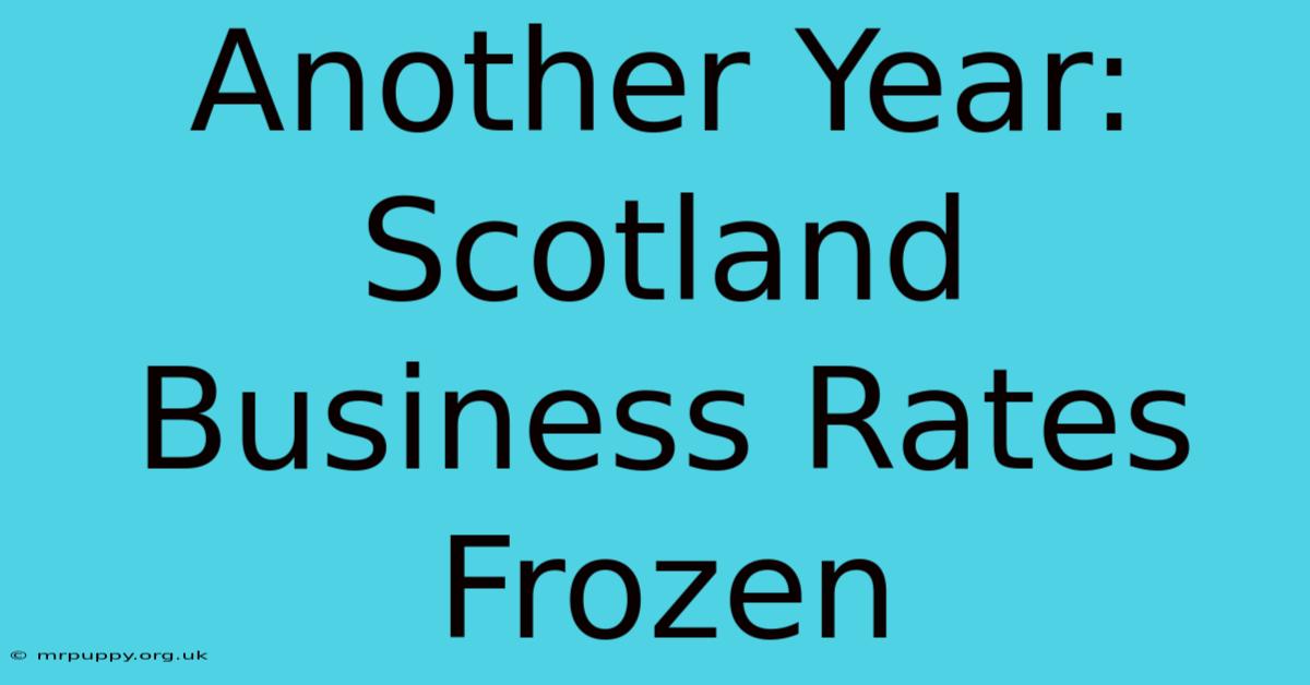 Another Year: Scotland Business Rates Frozen