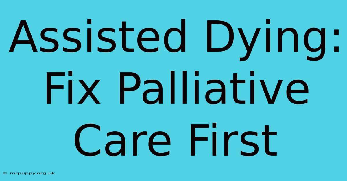 Assisted Dying: Fix Palliative Care First