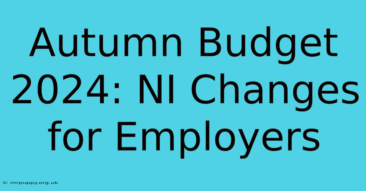 Autumn Budget 2024: NI Changes For Employers 