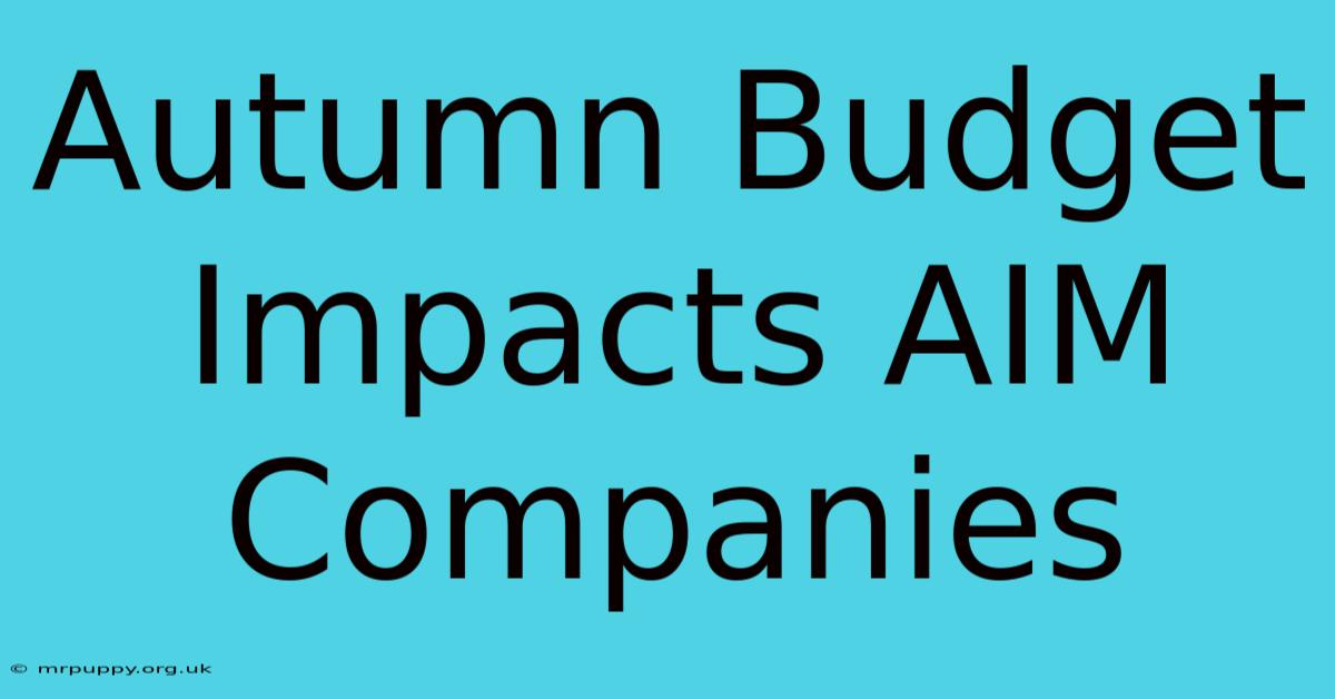 Autumn Budget Impacts AIM Companies