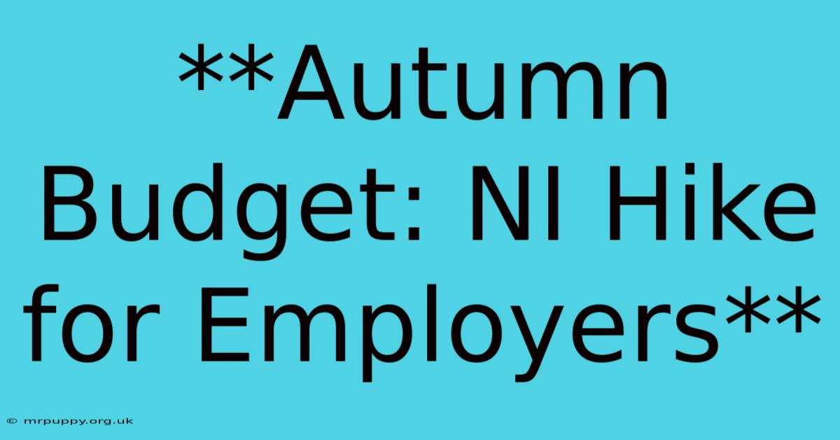 **Autumn Budget: NI Hike For Employers** 