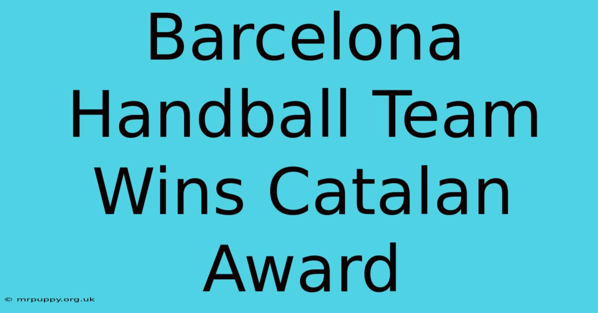 Barcelona Handball Team Wins Catalan Award