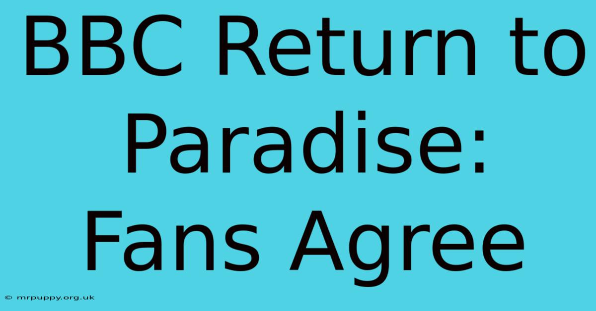 BBC Return To Paradise: Fans Agree