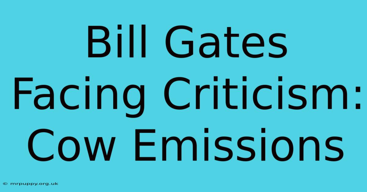 Bill Gates Facing Criticism: Cow Emissions