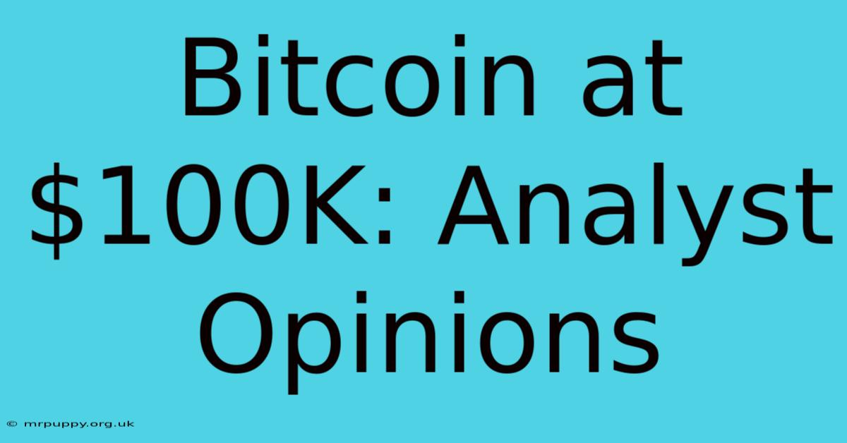 Bitcoin At $100K: Analyst Opinions