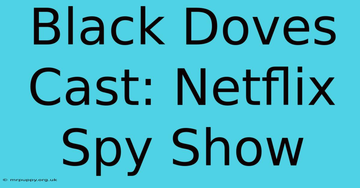 Black Doves Cast: Netflix Spy Show