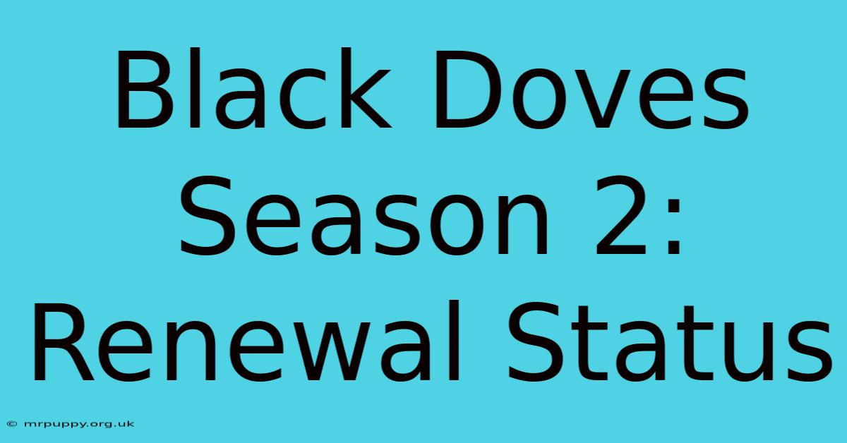 Black Doves Season 2: Renewal Status