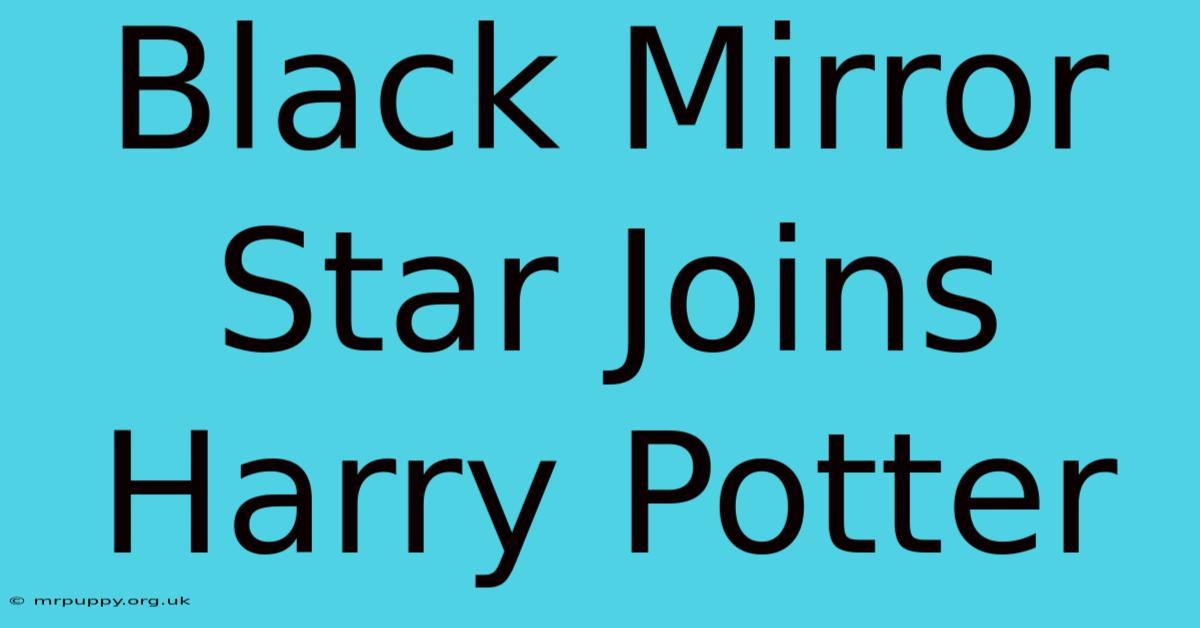 Black Mirror Star Joins Harry Potter