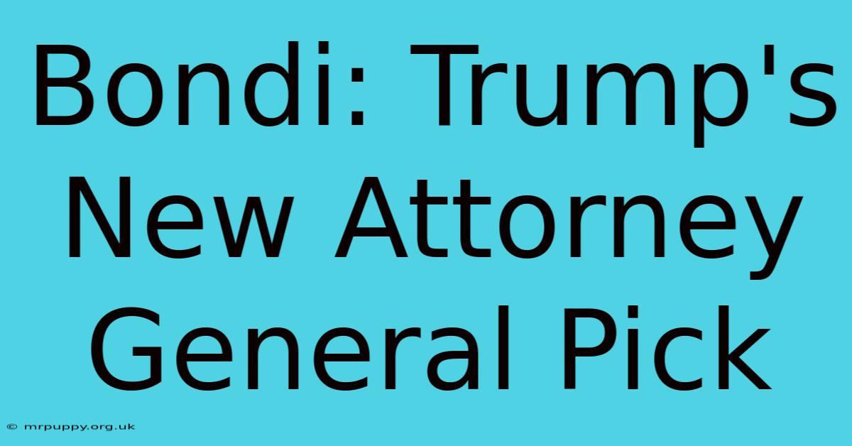 Bondi: Trump's New Attorney General Pick