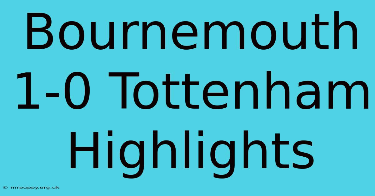 Bournemouth 1-0 Tottenham Highlights