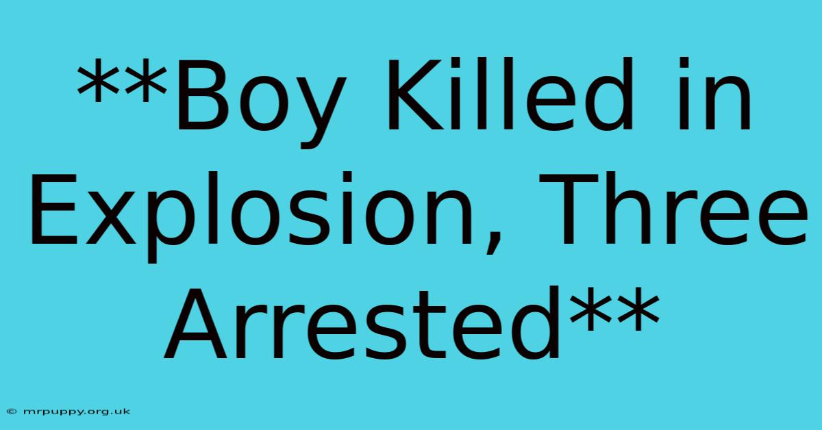 **Boy Killed In Explosion, Three Arrested**