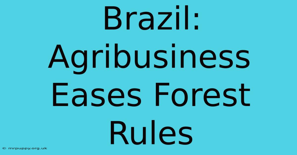 Brazil: Agribusiness Eases Forest Rules