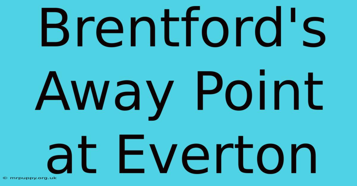 Brentford's Away Point At Everton