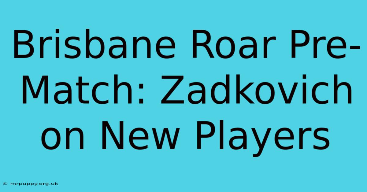 Brisbane Roar Pre-Match: Zadkovich On New Players