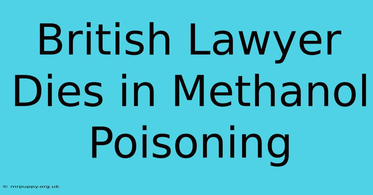 British Lawyer Dies In Methanol Poisoning