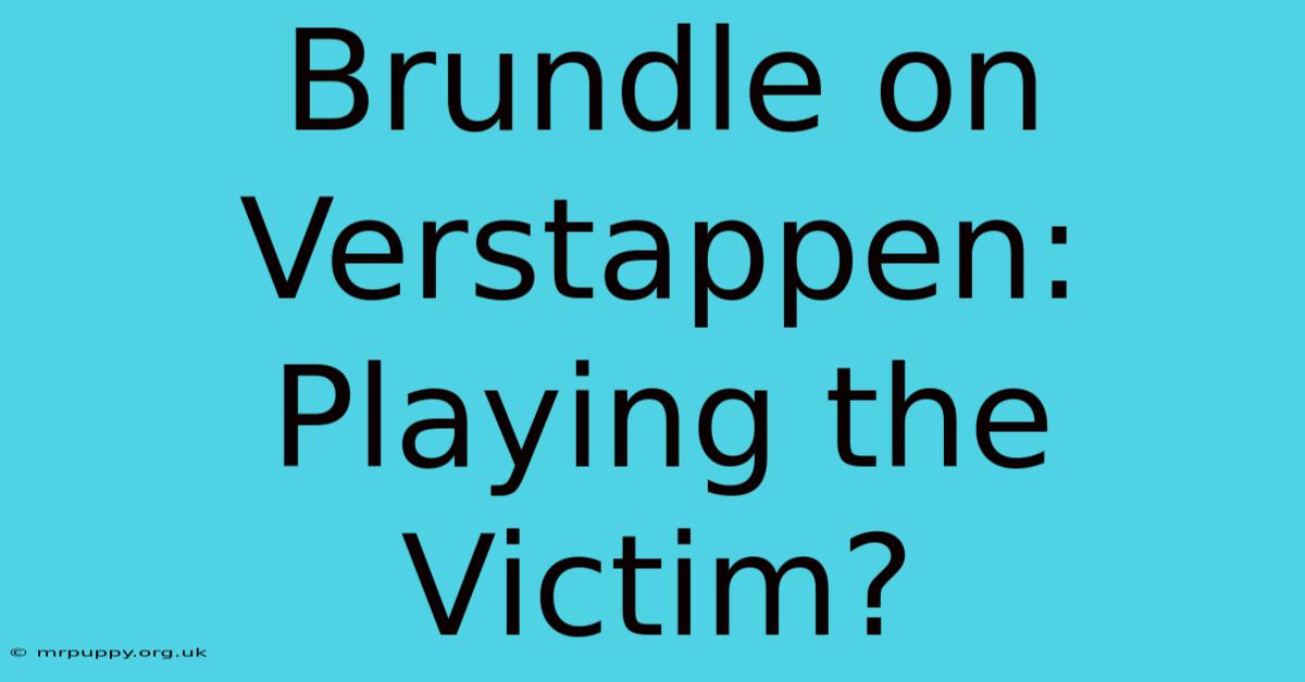 Brundle On Verstappen: Playing The Victim?