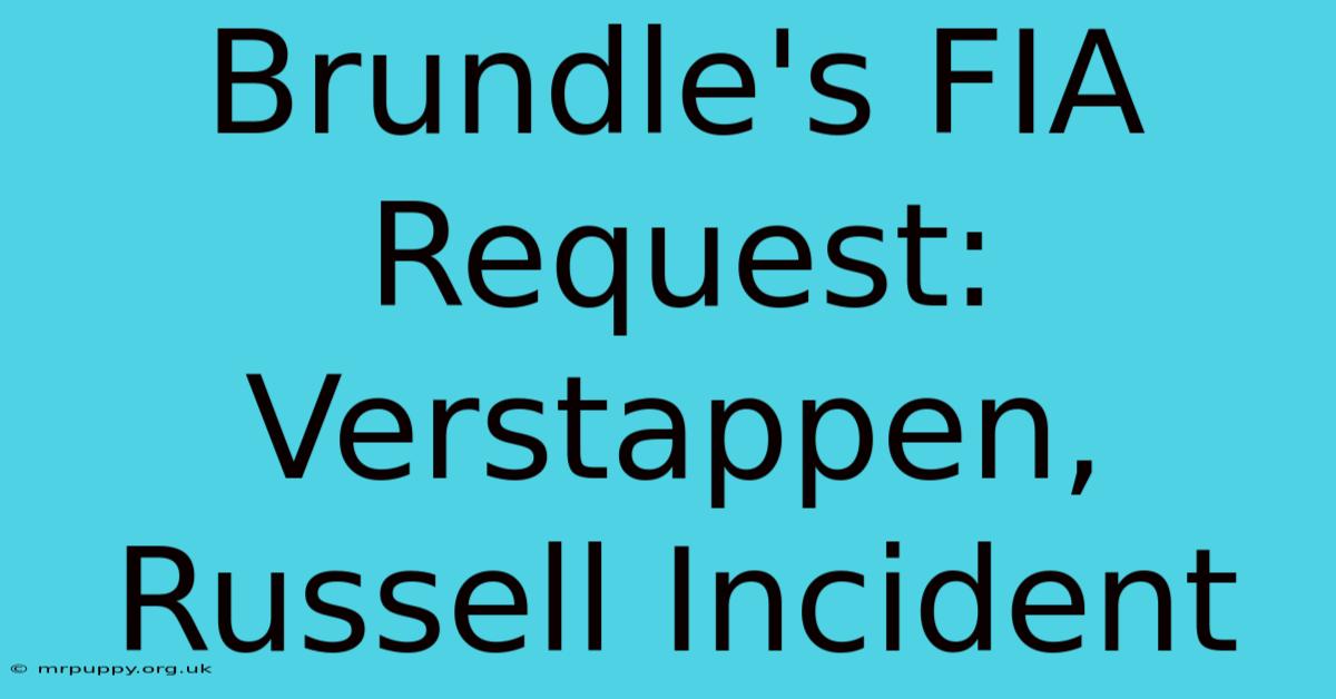 Brundle's FIA Request: Verstappen, Russell Incident