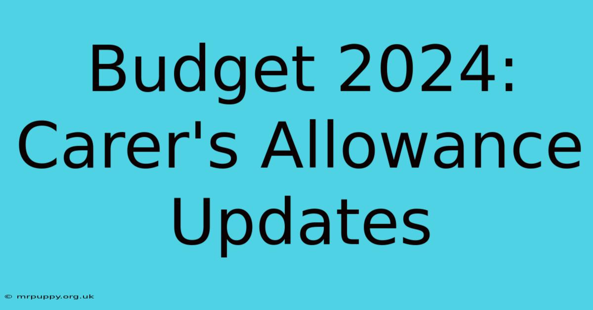 Budget 2024: Carer's Allowance Updates