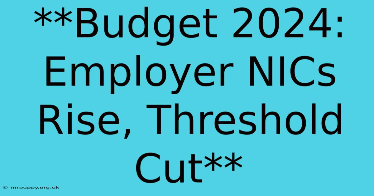 **Budget 2024: Employer NICs Rise, Threshold Cut**