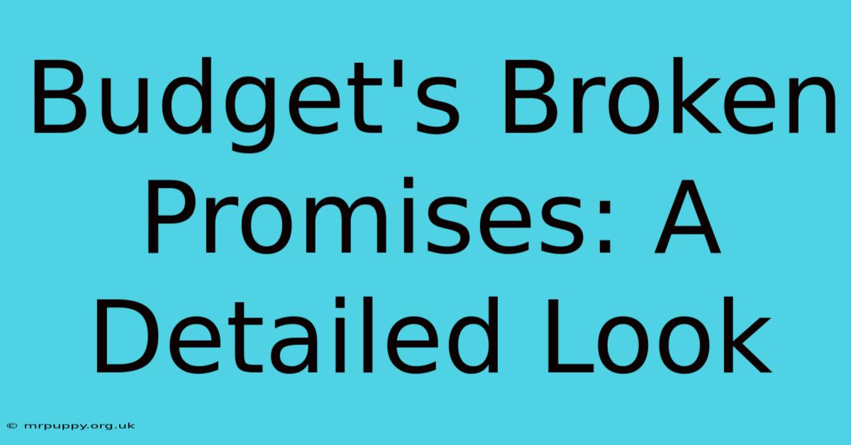 Budget's Broken Promises: A Detailed Look 