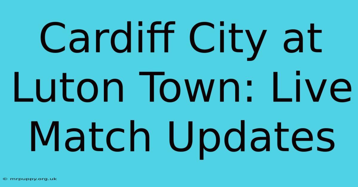 Cardiff City At Luton Town: Live Match Updates 