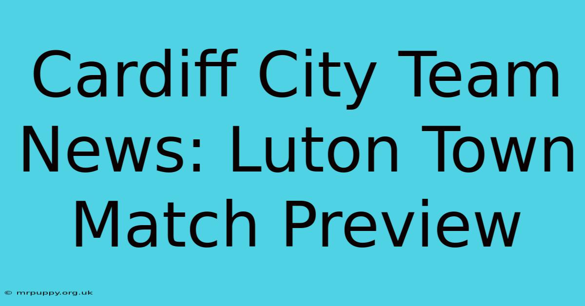 Cardiff City Team News: Luton Town Match Preview