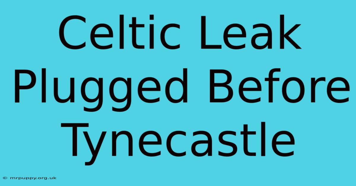 Celtic Leak Plugged Before Tynecastle