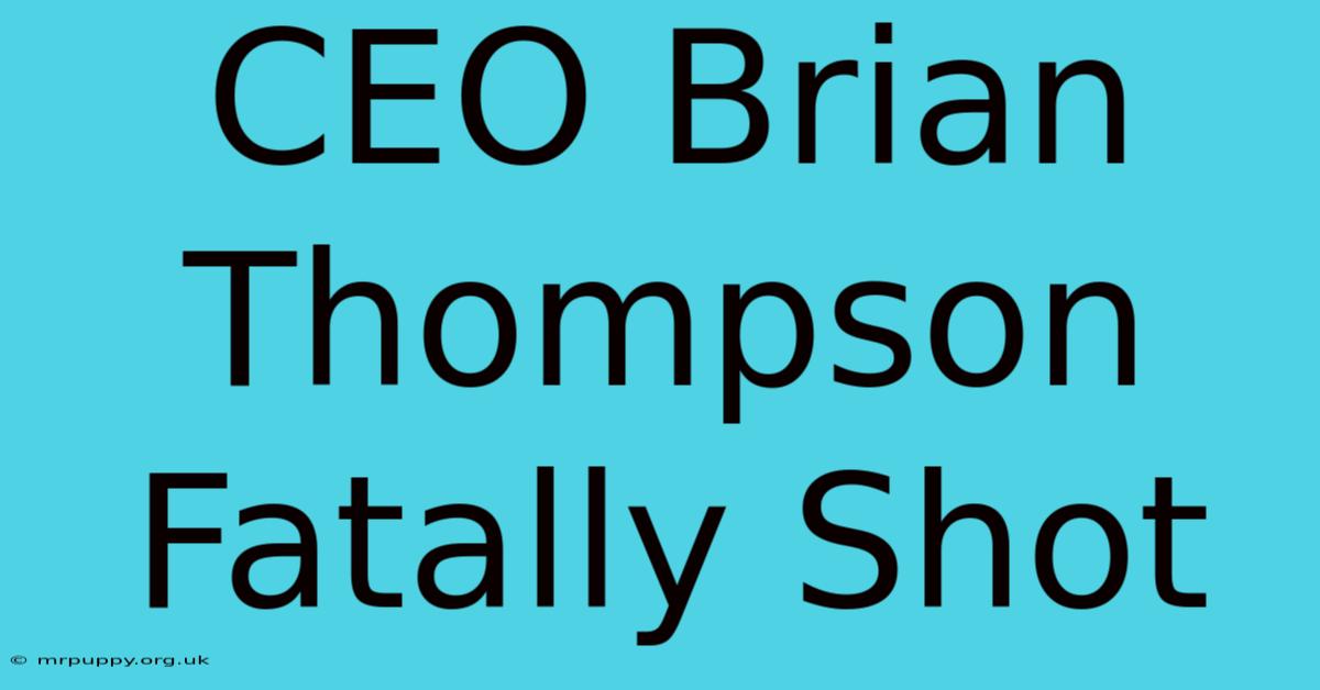 CEO Brian Thompson Fatally Shot