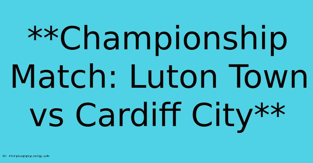 **Championship Match: Luton Town Vs Cardiff City** 