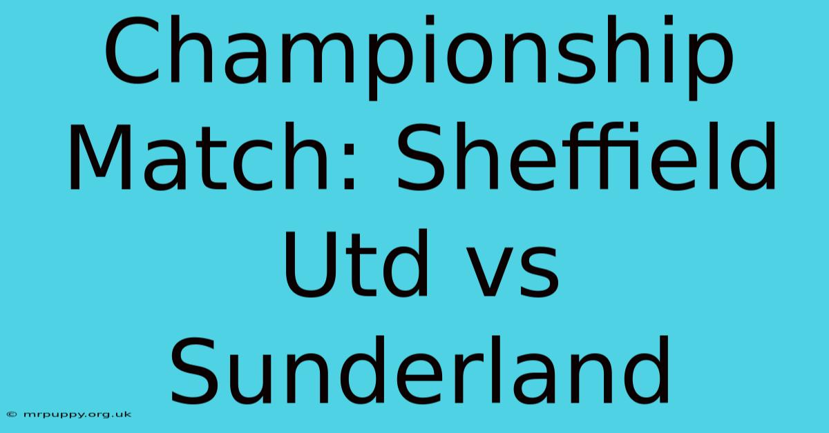 Championship Match: Sheffield Utd Vs Sunderland