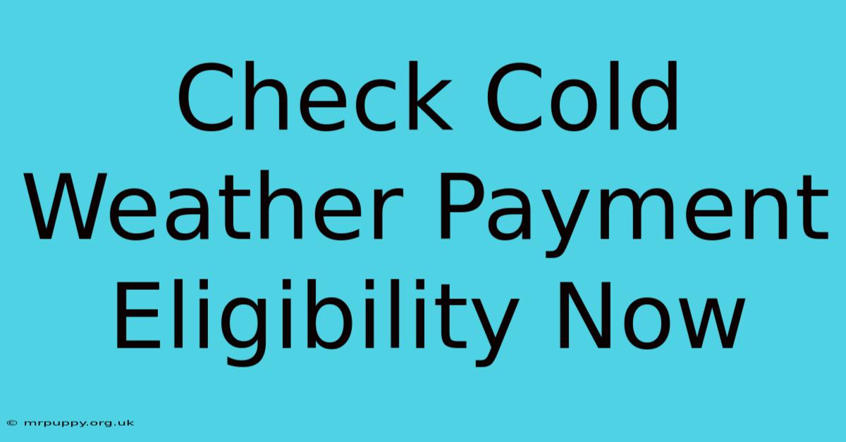 Check Cold Weather Payment Eligibility Now