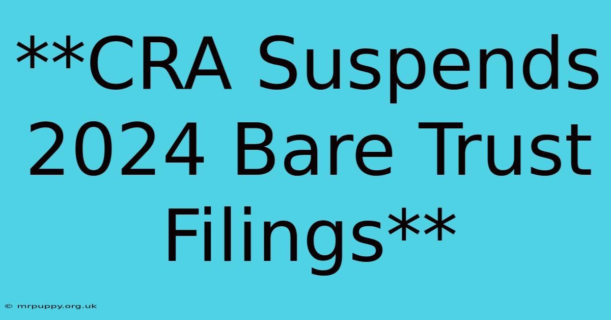 **CRA Suspends 2024 Bare Trust Filings**