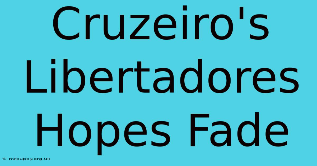 Cruzeiro's Libertadores Hopes Fade