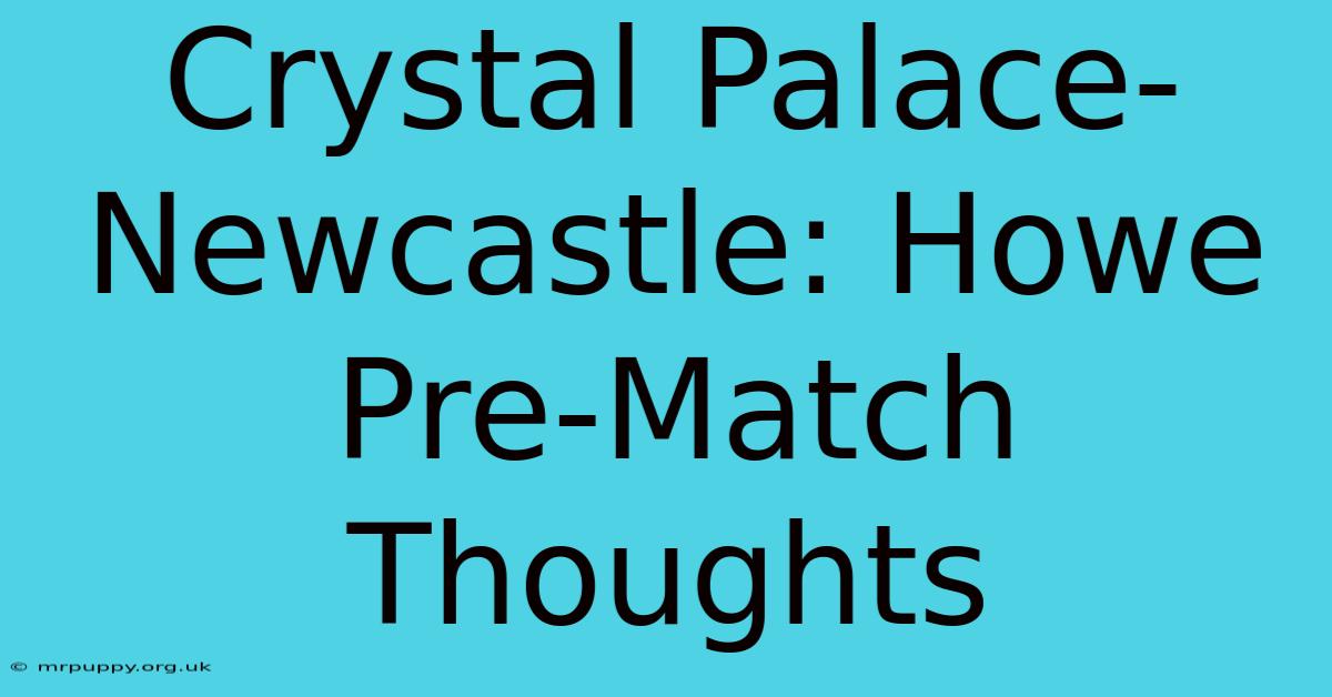 Crystal Palace-Newcastle: Howe Pre-Match Thoughts