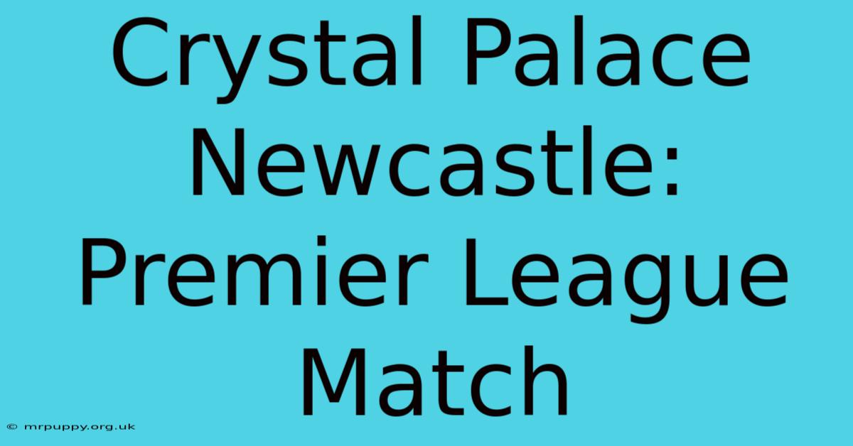 Crystal Palace Newcastle: Premier League Match